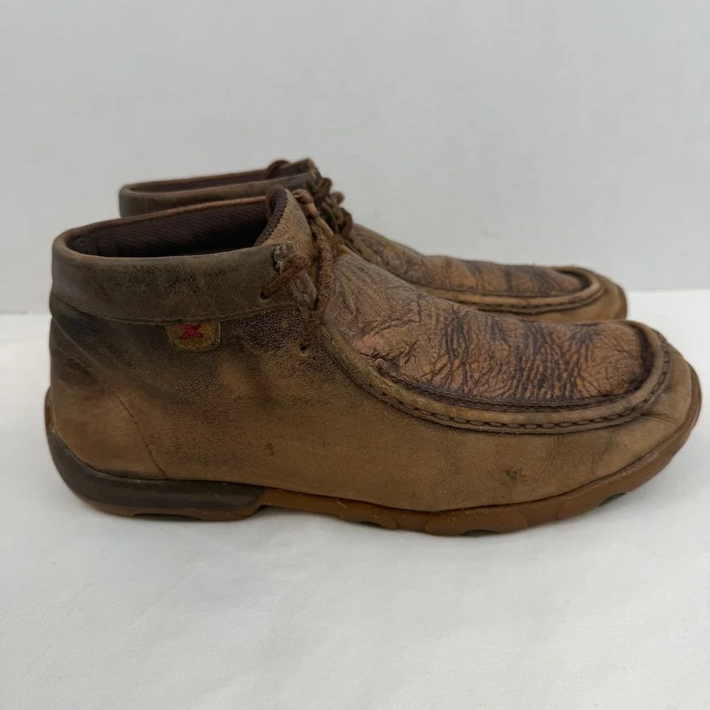Twisted X Mens Driving Moc Brown Leather Embossed Floral Chukka Boots WDM0079 9M